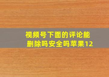 视频号下面的评论能删除吗安全吗苹果12