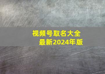 视频号取名大全最新2024年版