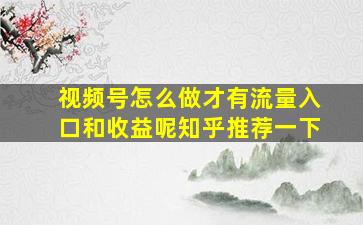 视频号怎么做才有流量入口和收益呢知乎推荐一下