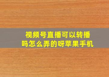 视频号直播可以转播吗怎么弄的呀苹果手机