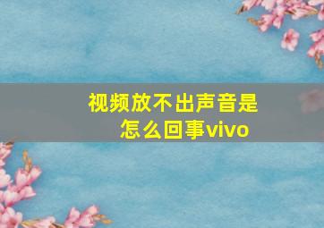 视频放不出声音是怎么回事vivo