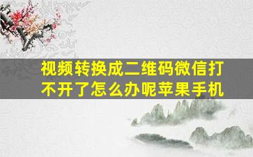 视频转换成二维码微信打不开了怎么办呢苹果手机