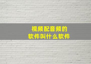 视频配音频的软件叫什么软件