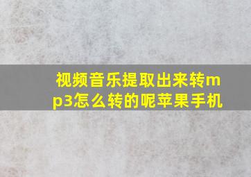 视频音乐提取出来转mp3怎么转的呢苹果手机