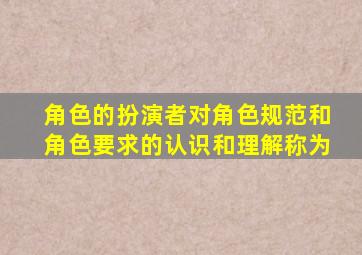 角色的扮演者对角色规范和角色要求的认识和理解称为