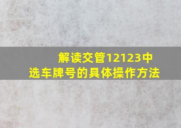 解读交管12123中选车牌号的具体操作方法