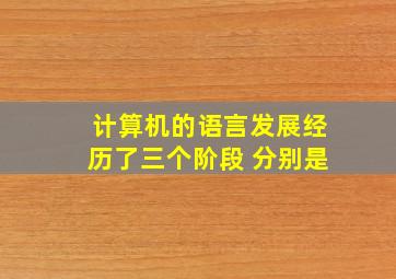 计算机的语言发展经历了三个阶段 分别是