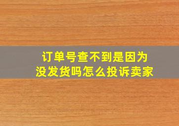 订单号查不到是因为没发货吗怎么投诉卖家