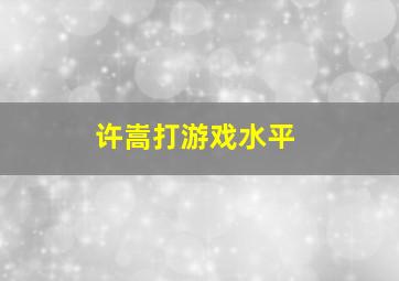 许嵩打游戏水平