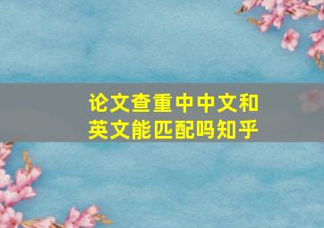 论文查重中中文和英文能匹配吗知乎