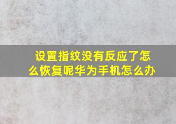 设置指纹没有反应了怎么恢复呢华为手机怎么办