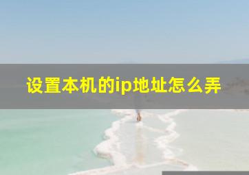 设置本机的ip地址怎么弄