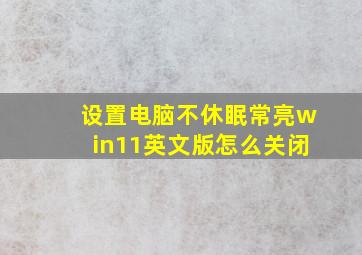 设置电脑不休眠常亮win11英文版怎么关闭