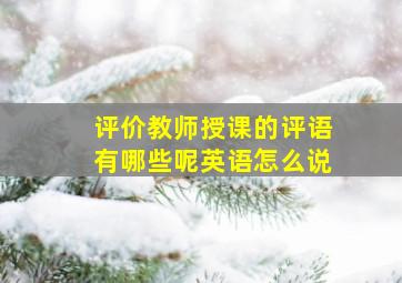 评价教师授课的评语有哪些呢英语怎么说