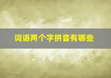 词语两个字拼音有哪些