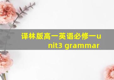 译林版高一英语必修一unit3 grammar