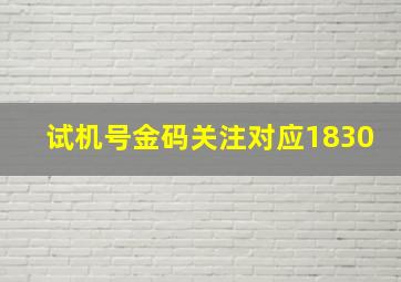 试机号金码关注对应1830