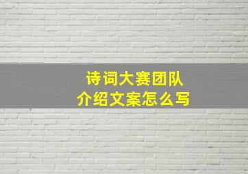 诗词大赛团队介绍文案怎么写