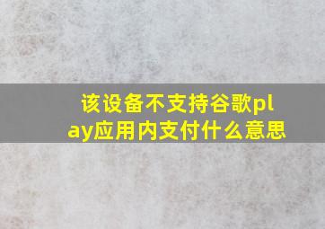 该设备不支持谷歌play应用内支付什么意思