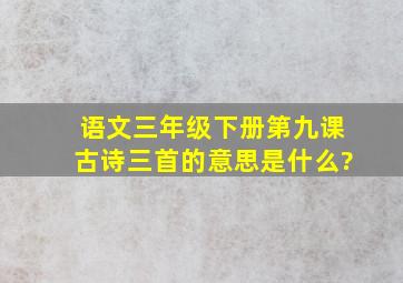 语文三年级下册第九课古诗三首的意思是什么?