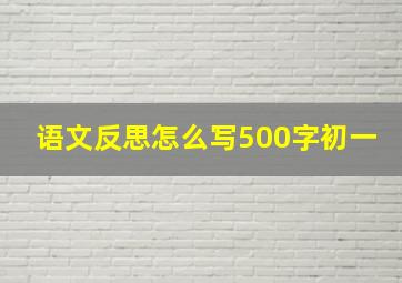 语文反思怎么写500字初一