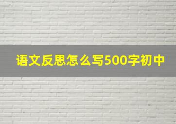 语文反思怎么写500字初中