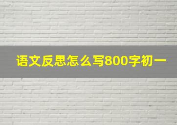 语文反思怎么写800字初一