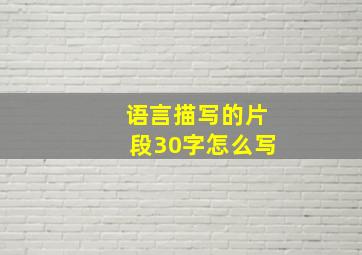 语言描写的片段30字怎么写