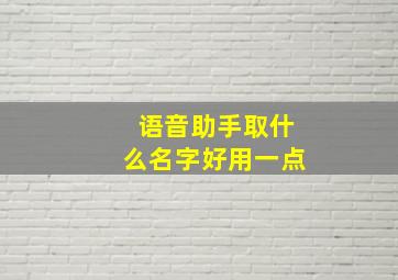 语音助手取什么名字好用一点