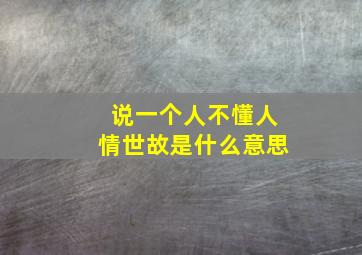 说一个人不懂人情世故是什么意思