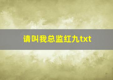 请叫我总监红九txt