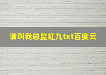 请叫我总监红九txt百度云