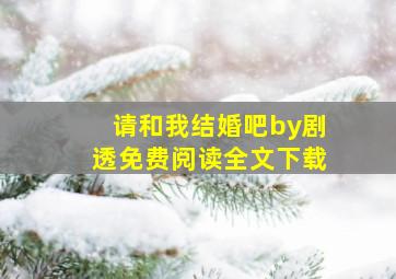 请和我结婚吧by剧透免费阅读全文下载