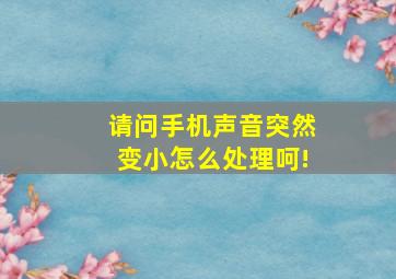 请问手机声音突然变小怎么处理呵!