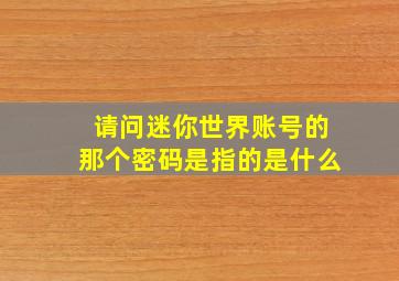 请问迷你世界账号的那个密码是指的是什么