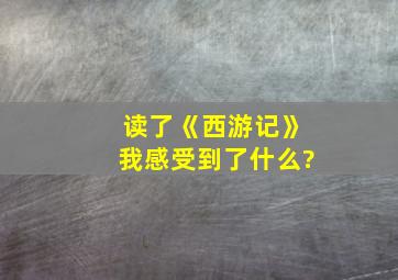 读了《西游记》我感受到了什么?