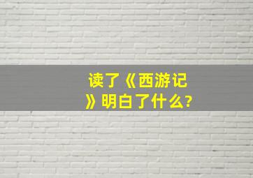 读了《西游记》明白了什么?