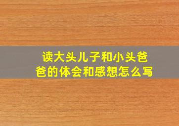 读大头儿子和小头爸爸的体会和感想怎么写