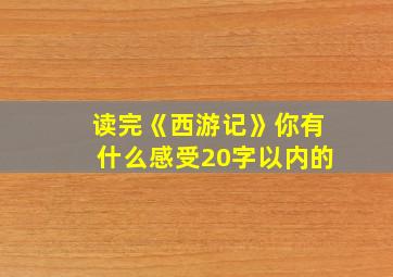 读完《西游记》你有什么感受20字以内的