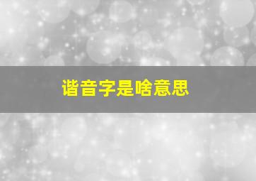 谐音字是啥意思