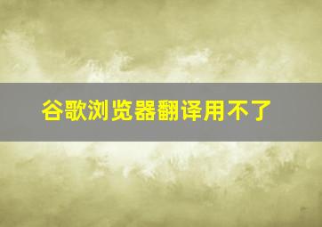 谷歌浏览器翻译用不了