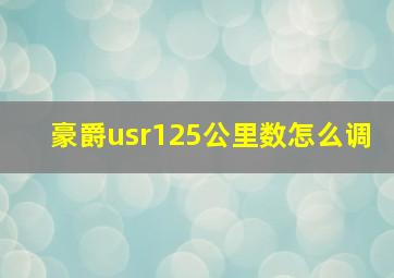 豪爵usr125公里数怎么调