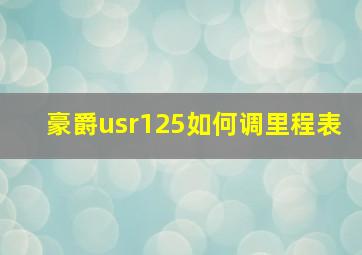 豪爵usr125如何调里程表