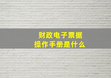 财政电子票据操作手册是什么