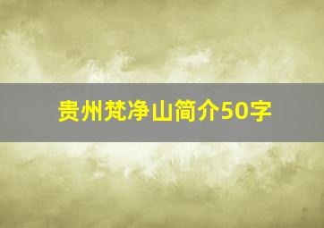 贵州梵净山简介50字