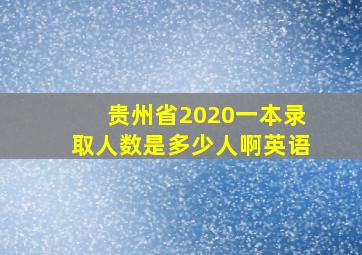 贵州省2020一本录取人数是多少人啊英语