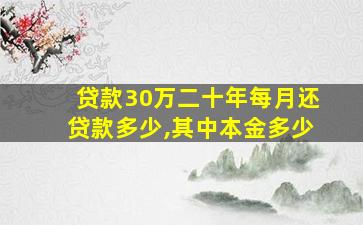 贷款30万二十年每月还贷款多少,其中本金多少