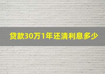 贷款30万1年还清利息多少