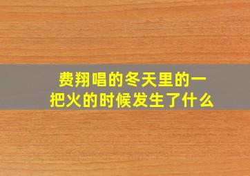 费翔唱的冬天里的一把火的时候发生了什么