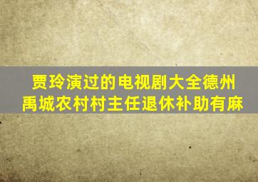 贾玲演过的电视剧大全德州禹城农村村主任退休补助有麻